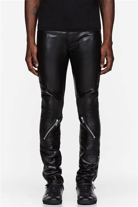 ysl leather zip pants|ysl pants men.